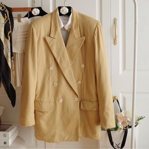 Vintage Classic Tan Double-Breasted Cashmere Blazer